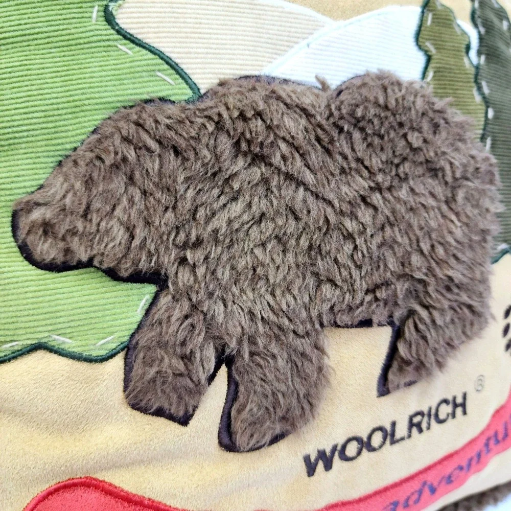 Woolrich Big Bear Campground Outdoor Adventures Throw Pillow Faux Fur Trim 18x18
